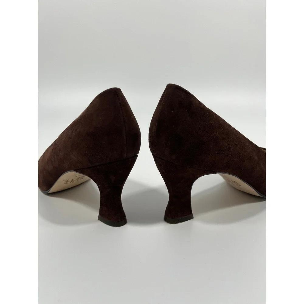 Nine West Womens Heels 7.5 Brown‎ Pointed Toe Chic Minimalist Gala Wedding Guest